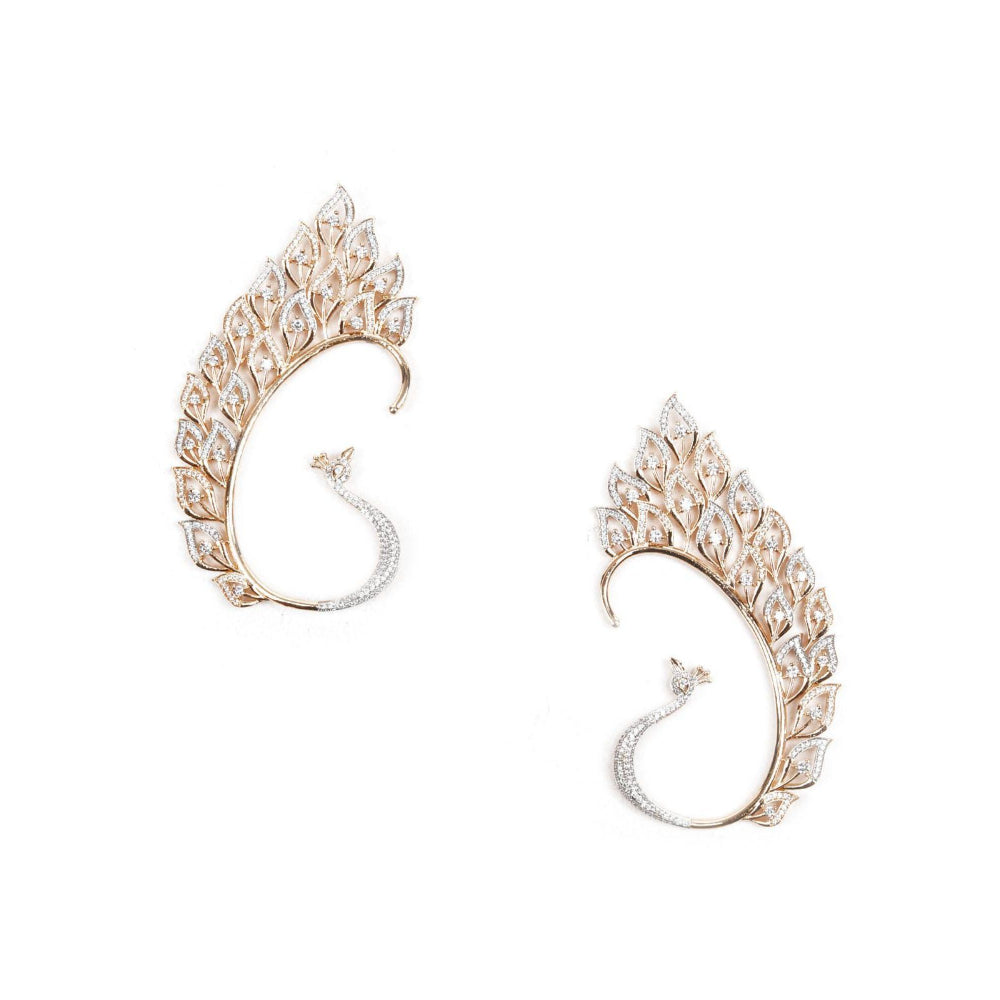 Odette Women Gold Dynamite Studded Rise Above Ear Cuffs