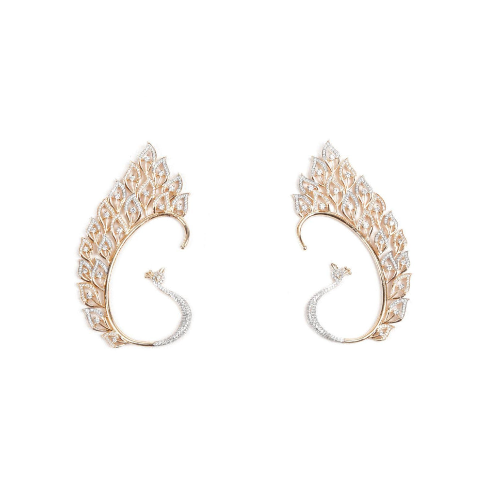 Odette Women Gold Dynamite Studded Rise Above Ear Cuffs