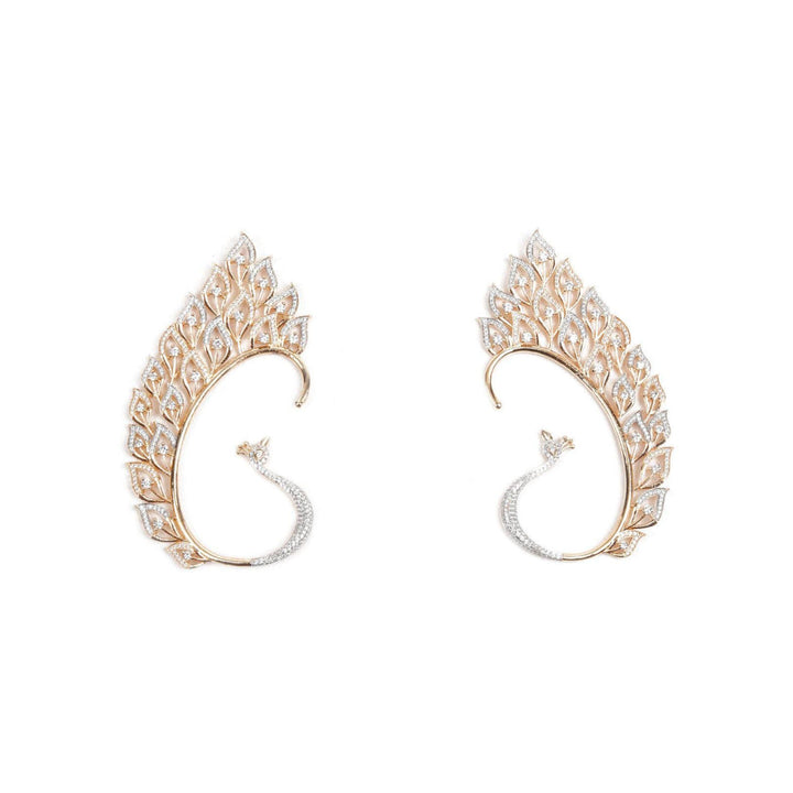 Odette Women Gold Dynamite Studded Rise Above Ear Cuffs