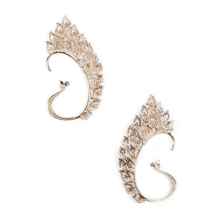 Odette Women Gold Dynamite Studded Rise Above Ear Cuffs