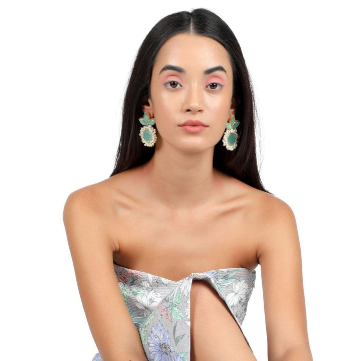 Odette Women Floral Stunning Light Blue Statement Earrings