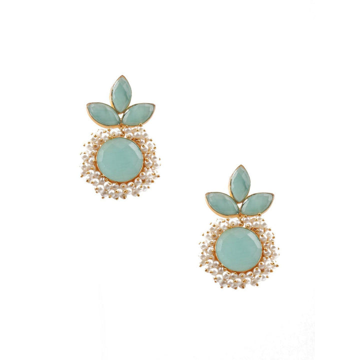 Odette Women Floral Stunning Light Blue Statement Earrings