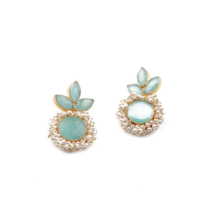 Odette Women Floral Stunning Light Blue Statement Earrings