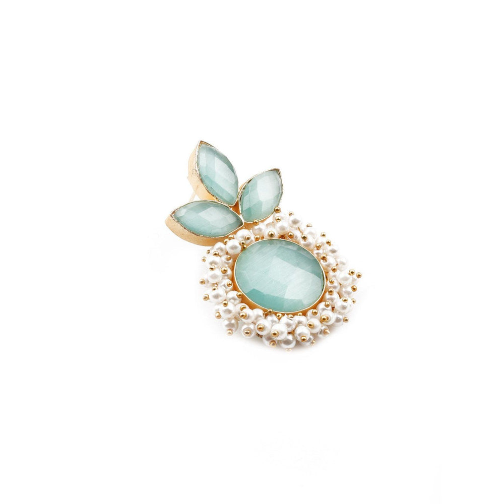 Odette Women Floral Stunning Light Blue Statement Earrings