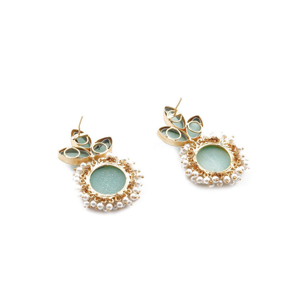 Odette Women Floral Stunning Light Blue Statement Earrings