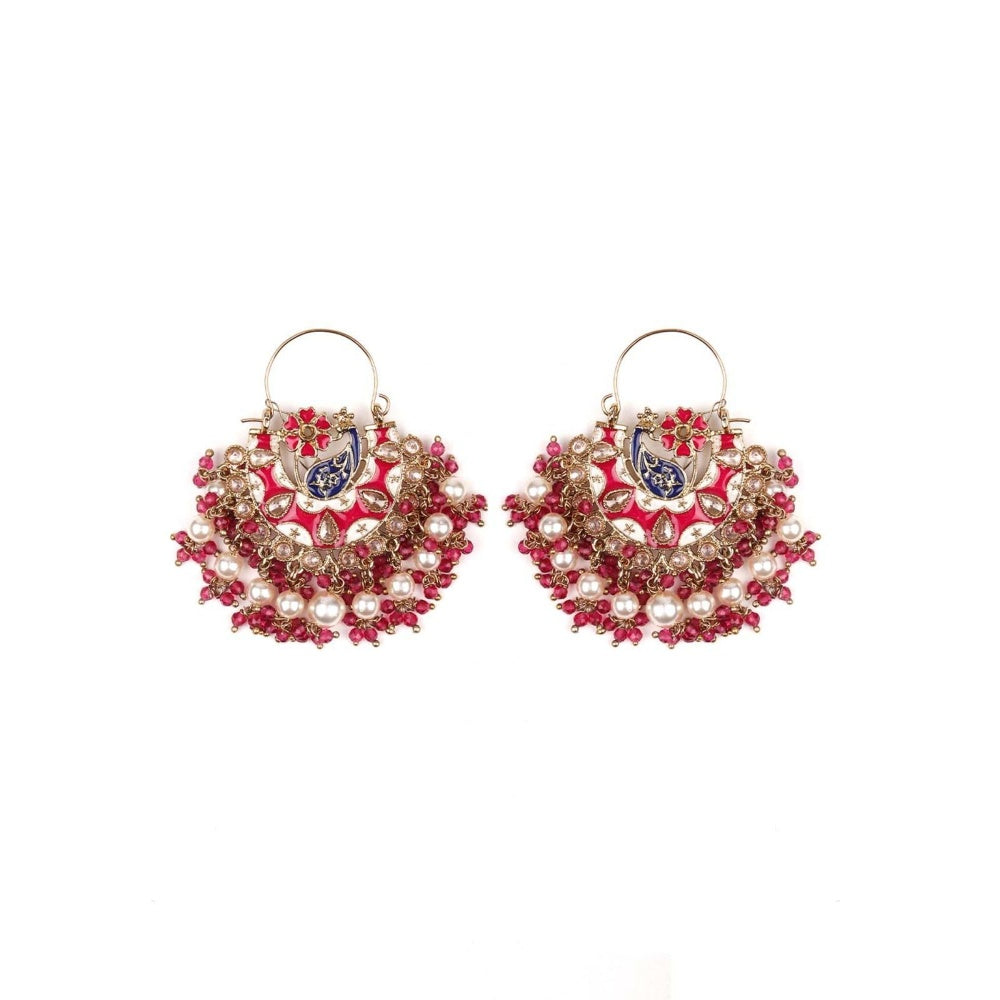 Odette Women Stunning Red Beaded Statement Drop Earrings