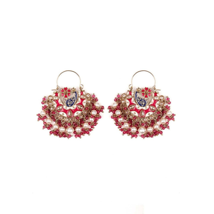 Odette Women Stunning Red Beaded Statement Drop Earrings