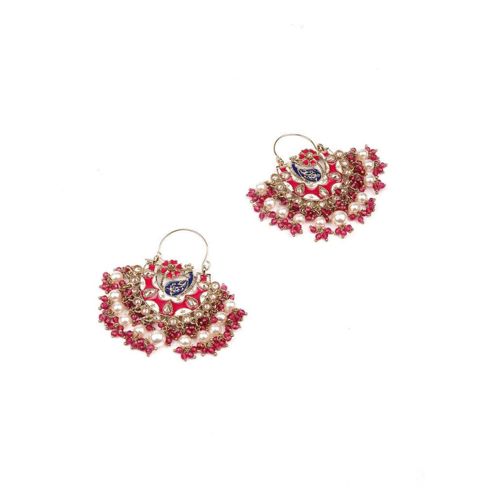 Odette Women Stunning Red Beaded Statement Drop Earrings