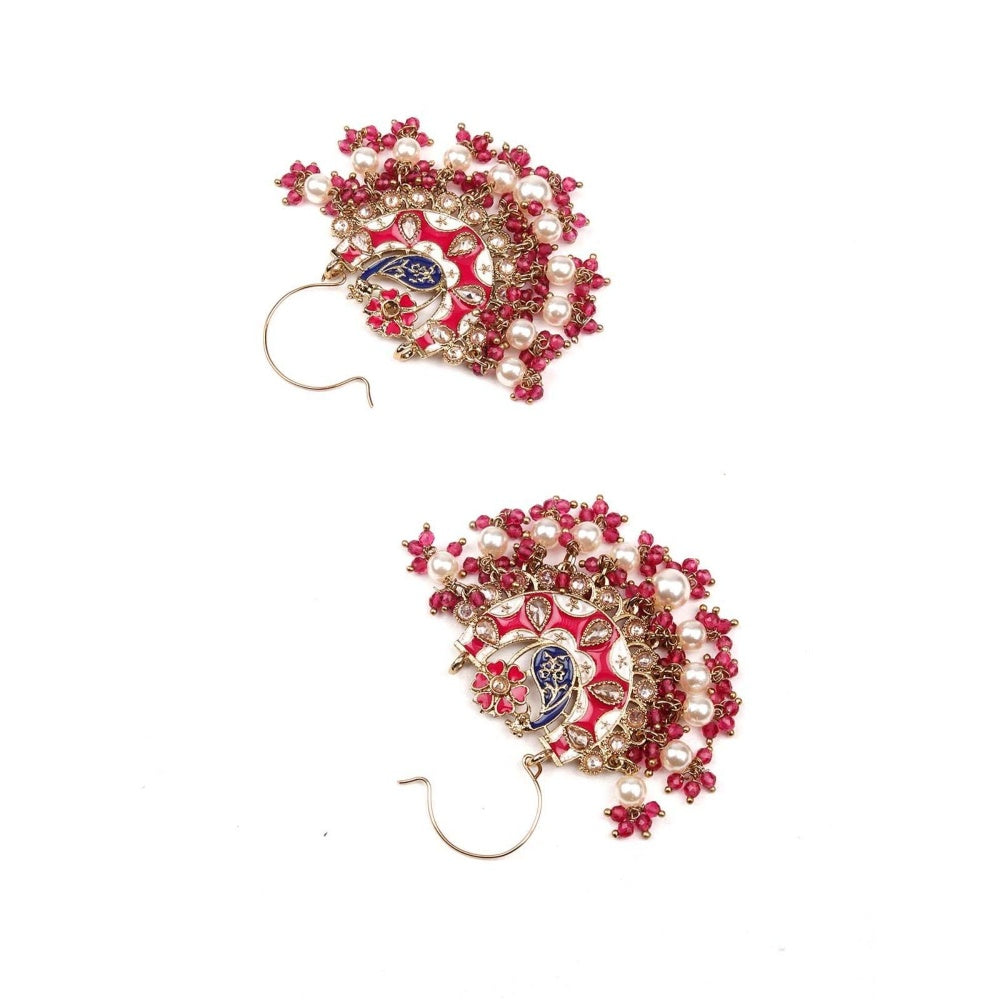 Odette Women Stunning Red Beaded Statement Drop Earrings