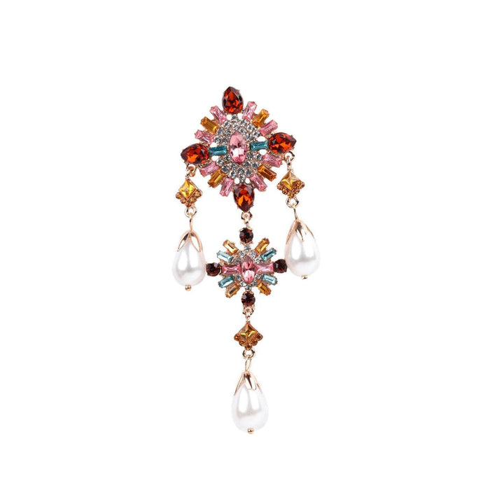 Odette Women Multicolor Faux Crystal Embellished Drop Statement Earrings