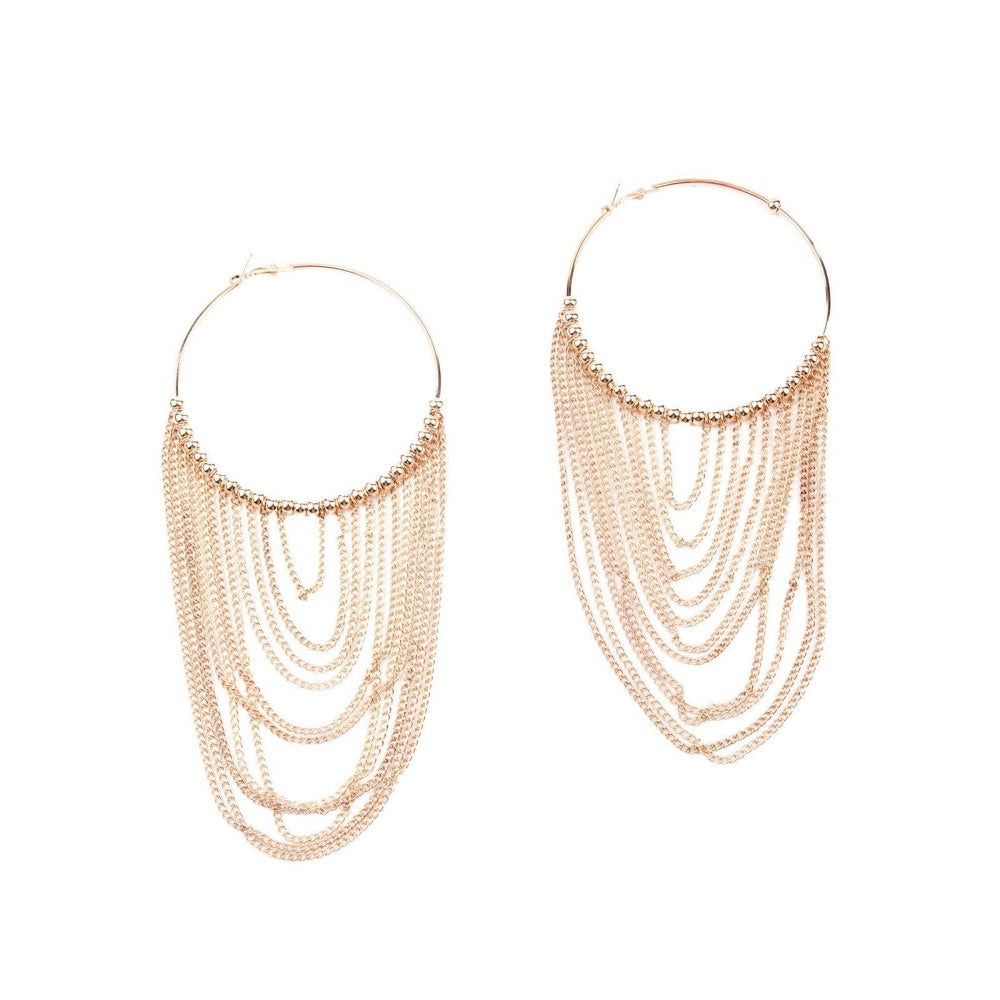 Odette Women Rounded Hoop Chain Earrings