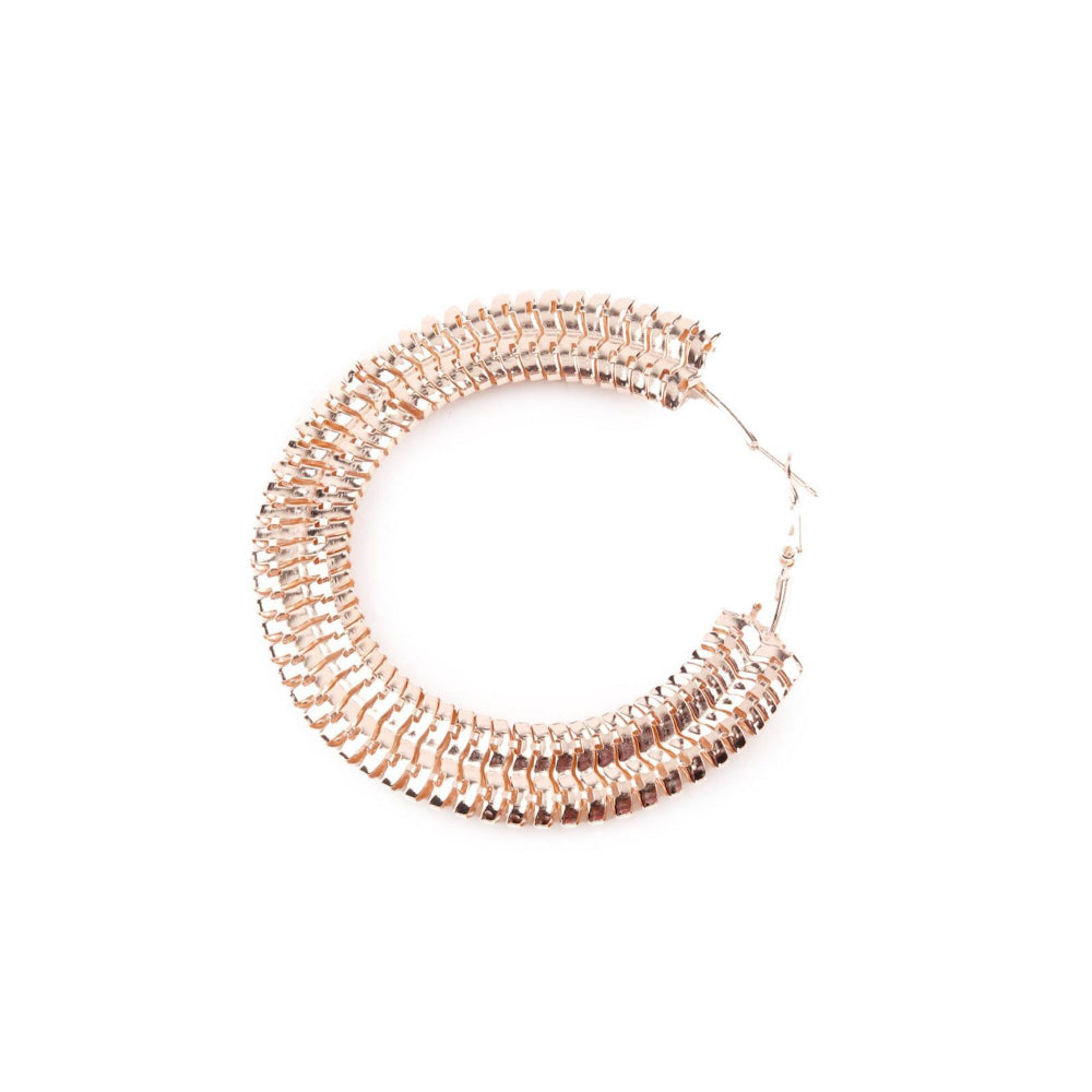 Odette Women Gold-Tone Textured Rounded Hoop Earrings