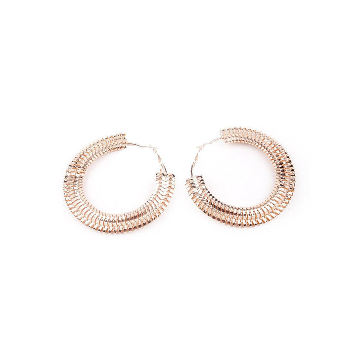 Odette Women Gold-Tone Textured Rounded Hoop Earrings