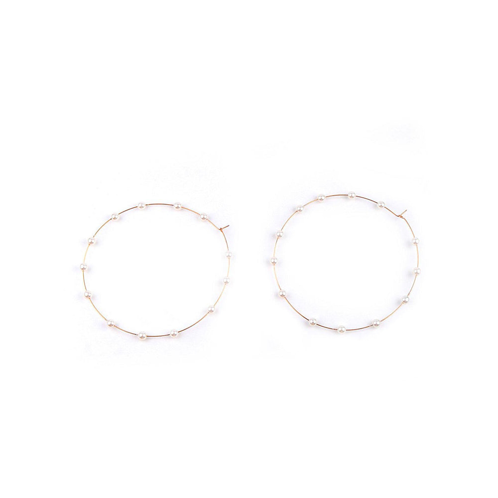 Odette Women Gorgeous Gold Rounded Embellished Hoop Earrings