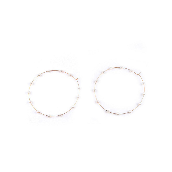 Odette Women Gorgeous Gold Rounded Embellished Hoop Earrings