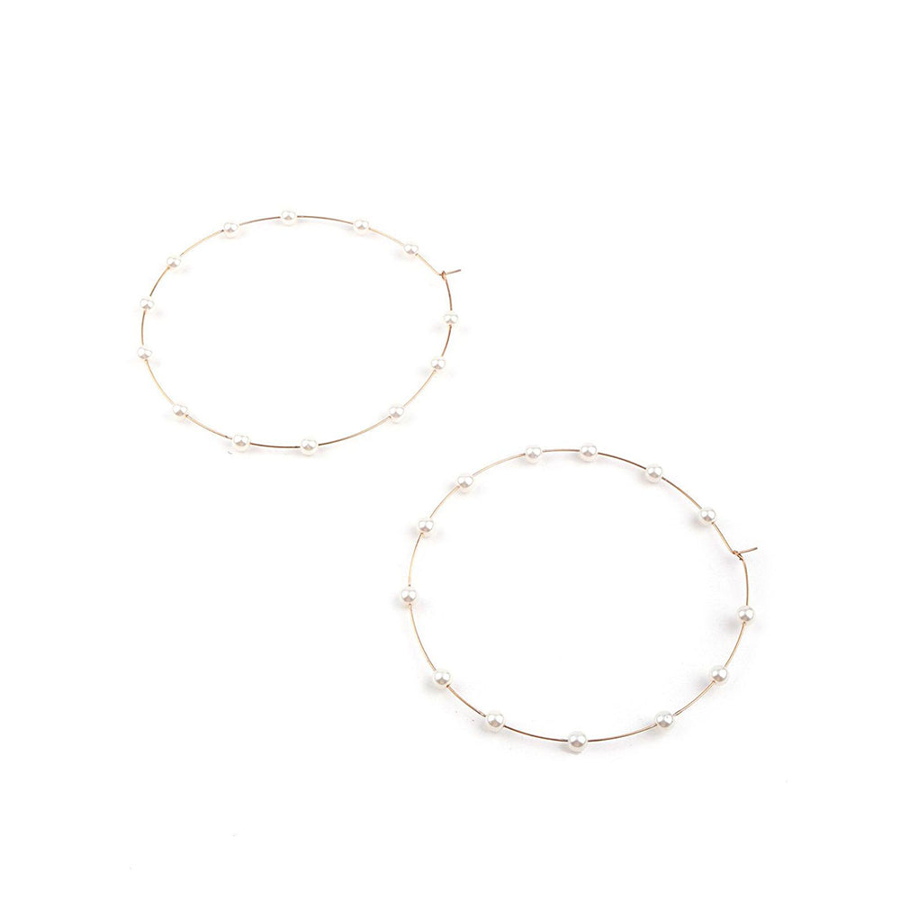 Odette Women Gorgeous Gold Rounded Embellished Hoop Earrings