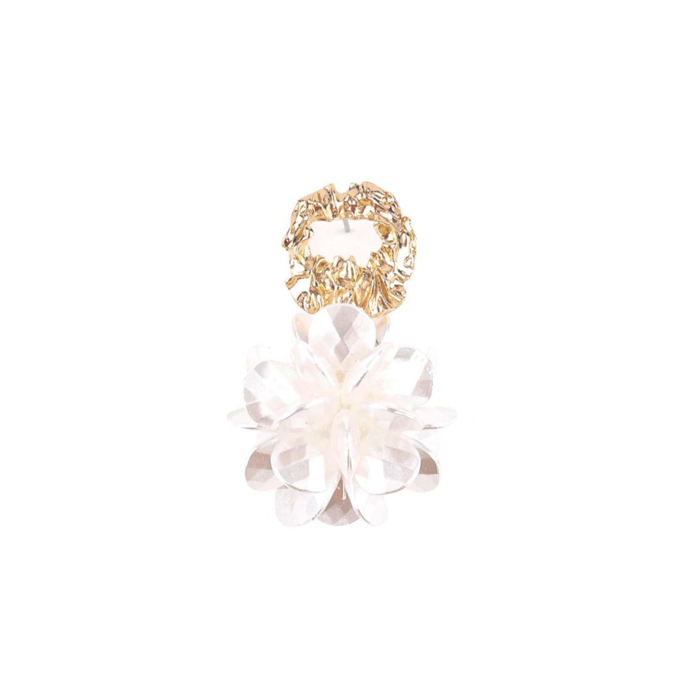 Odette Gold Textured Floral Earrings For Women