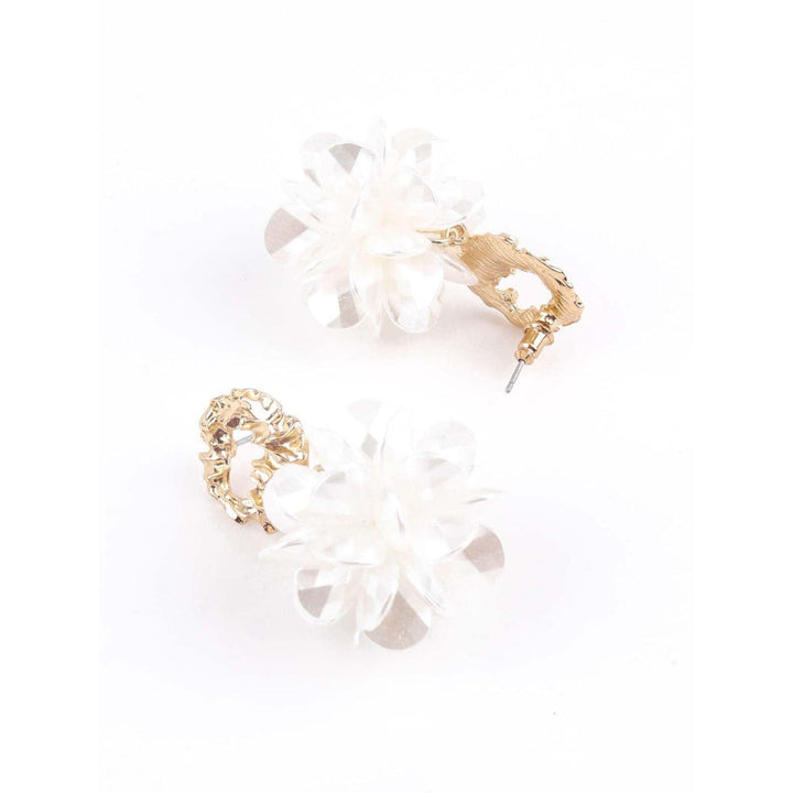 Odette Gold Textured Floral Earrings For Women