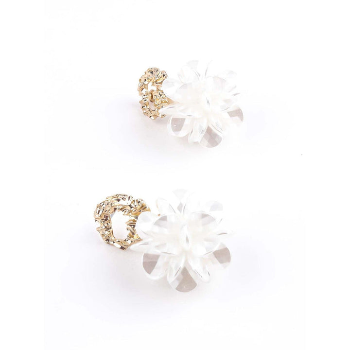 Odette Gold Textured Floral Earrings For Women