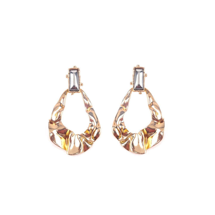 Odette Women Exquisite Gold Textured Drop Earrings