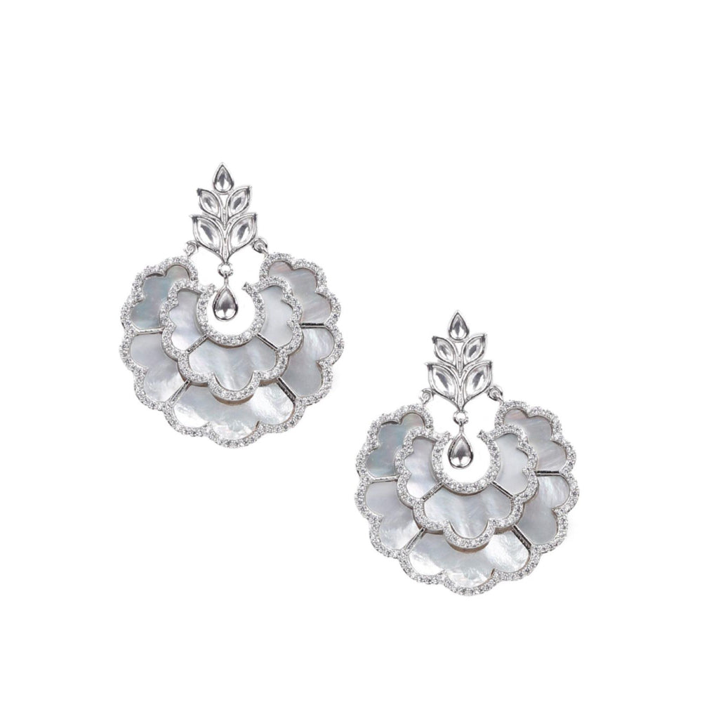 Odette Women Gorgeous Silver Shimmering Earrings