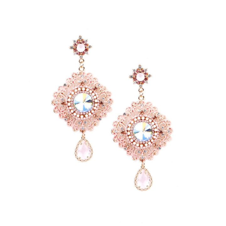 Odette Women White Crystal Embellished Drop Earrings