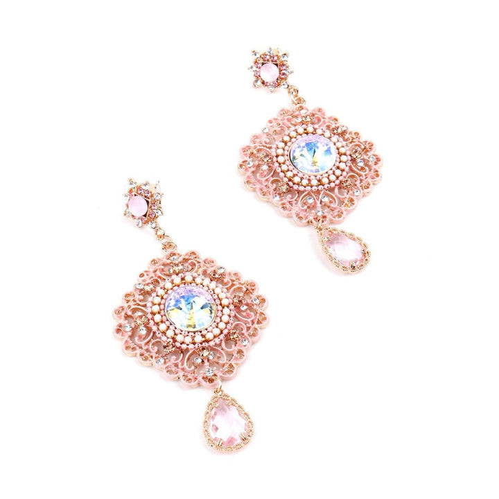 Odette Women White Crystal Embellished Drop Earrings