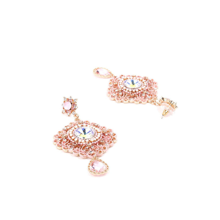 Odette Women White Crystal Embellished Drop Earrings