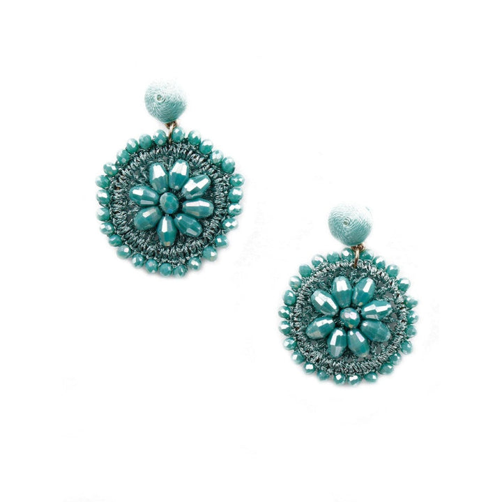 Odette Beaded Rounded Turquoise Statement Earrings For Women