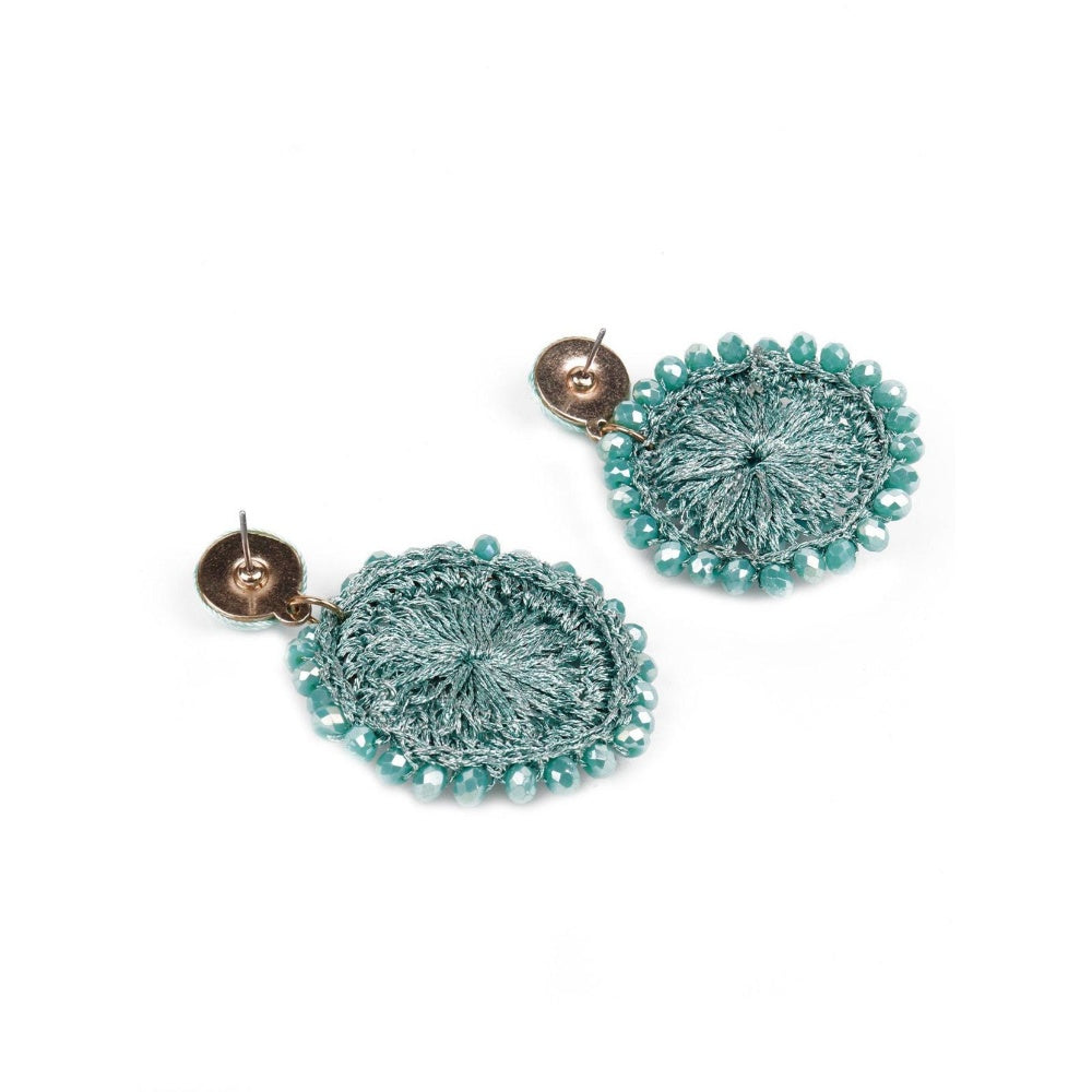 Odette Beaded Rounded Turquoise Statement Earrings For Women