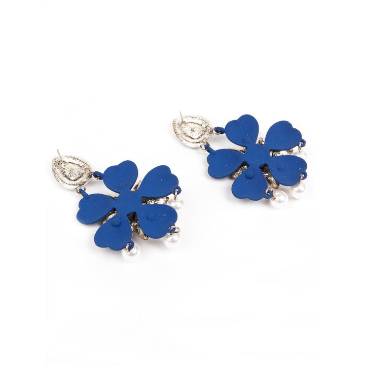 Odette Women Elegant Blue Floral Statement Earrings