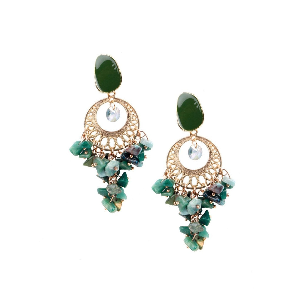 Odette Women Green Clustered Earrings