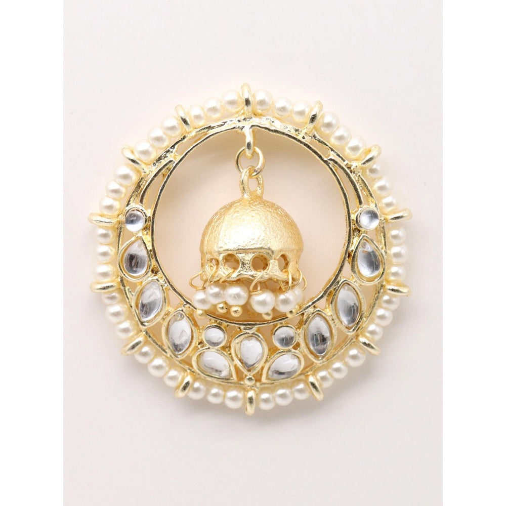 Odette Women Round Gold Tone Kundan And Pearl Earrings