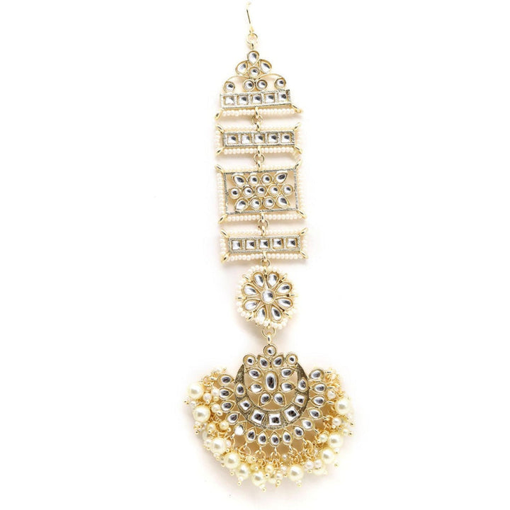 Odette Women Always Golden And Sparkling Dangle With Kundan And Pearl Earrings