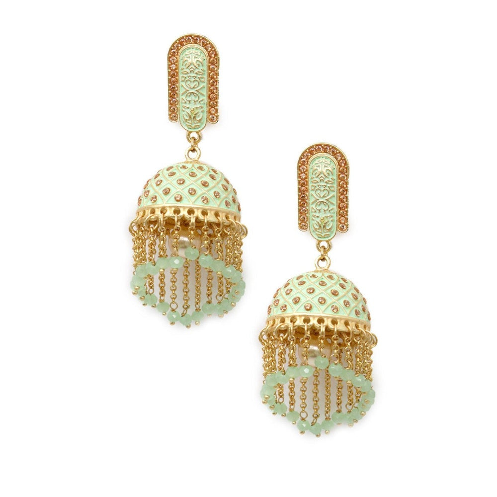 Odette Women Pista Green Beautiful Jhumkas