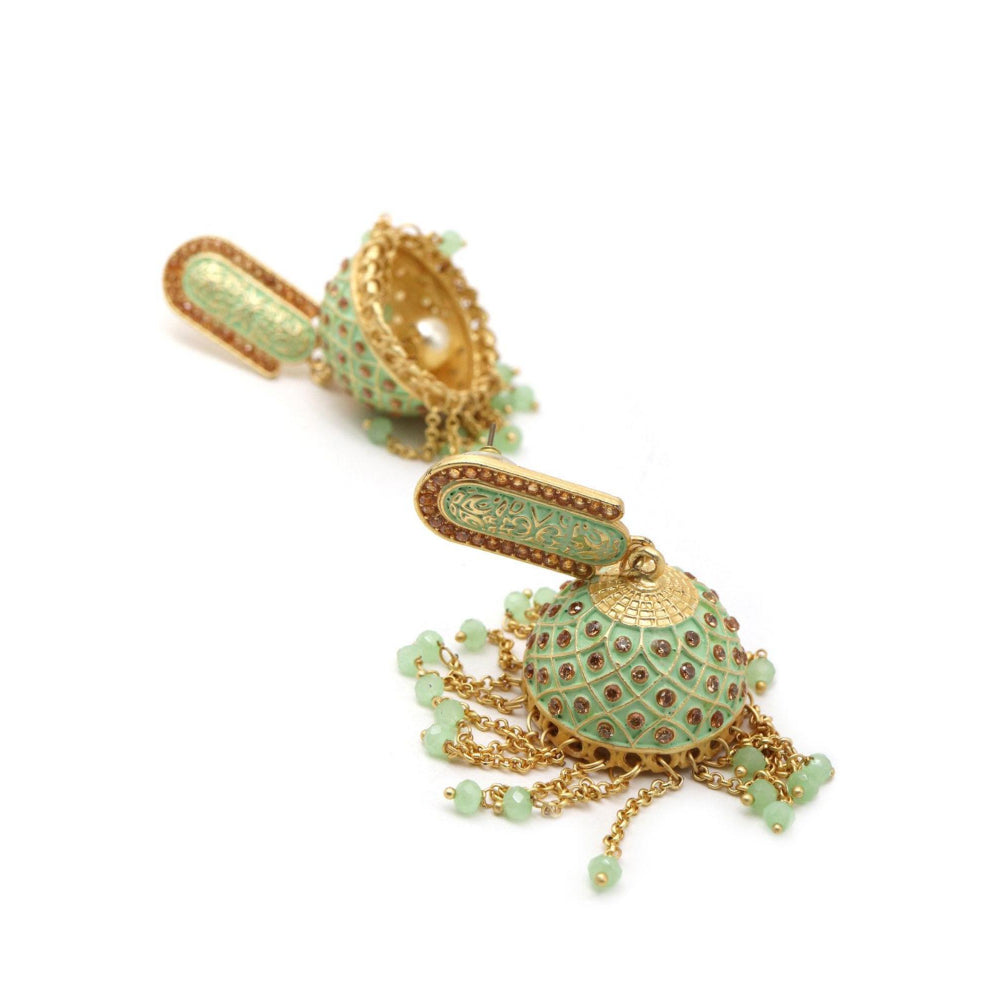 Odette Women Pista Green Beautiful Jhumkas