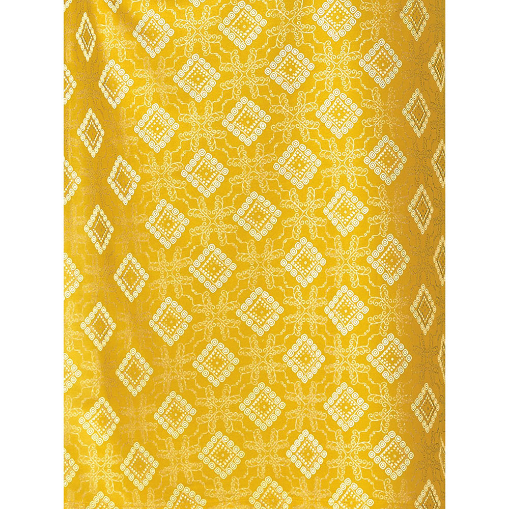 Odette Yellow Embroidered Rayon Kurta with Pant (Set of 2)