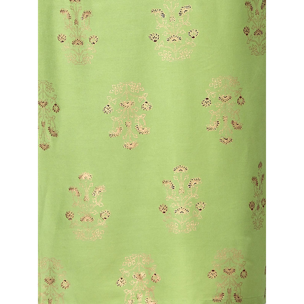 Odette Light Green Embroidered Rayon Kurta with Pant (Set of 2)