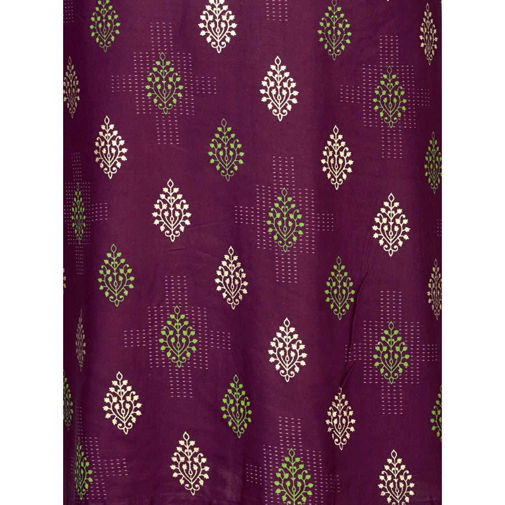 Odette Purple Embroidered Rayon Kurta with Pant (Set of 2)