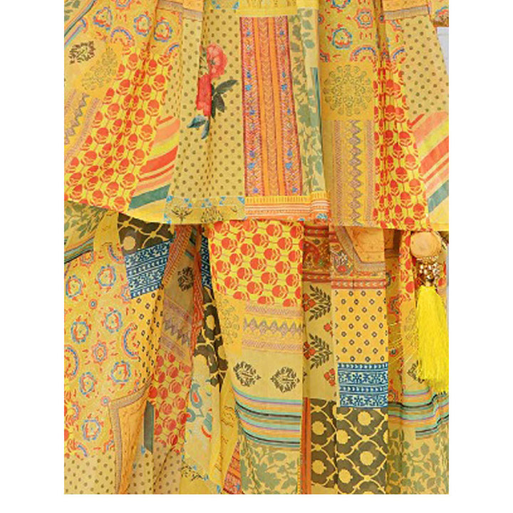 Odette Yellow Georgette Printed Kurta with Sharara and Dupatta (Set of 3)