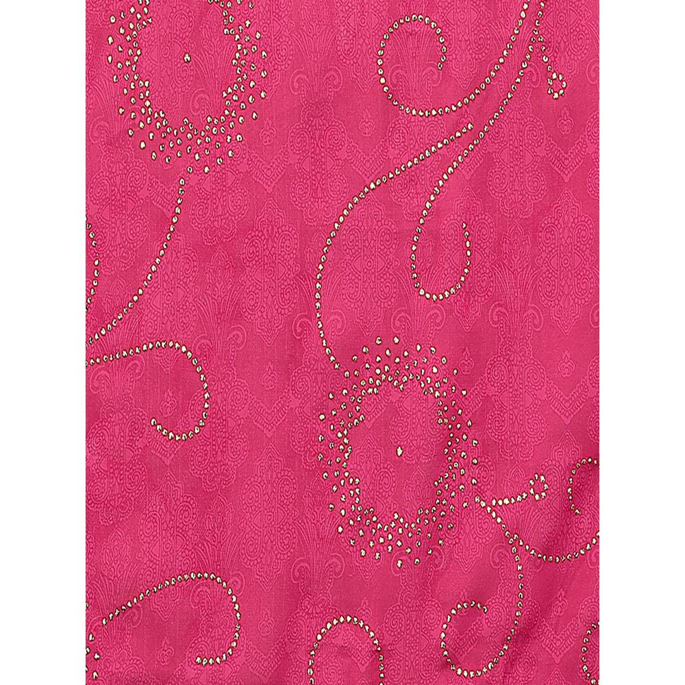 Odette Women Pink Silk Blend Embellished Saree with Unstitched Blouse