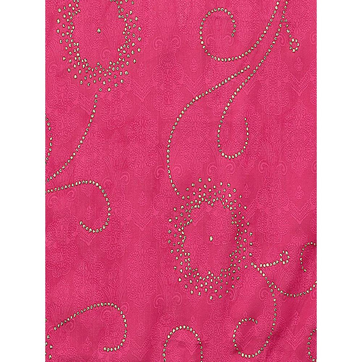 Odette Women Pink Silk Blend Embellished Saree with Unstitched Blouse