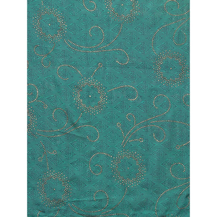 Odette Women Teal Silk Blend Embellished Saree with Unstitched Blouse