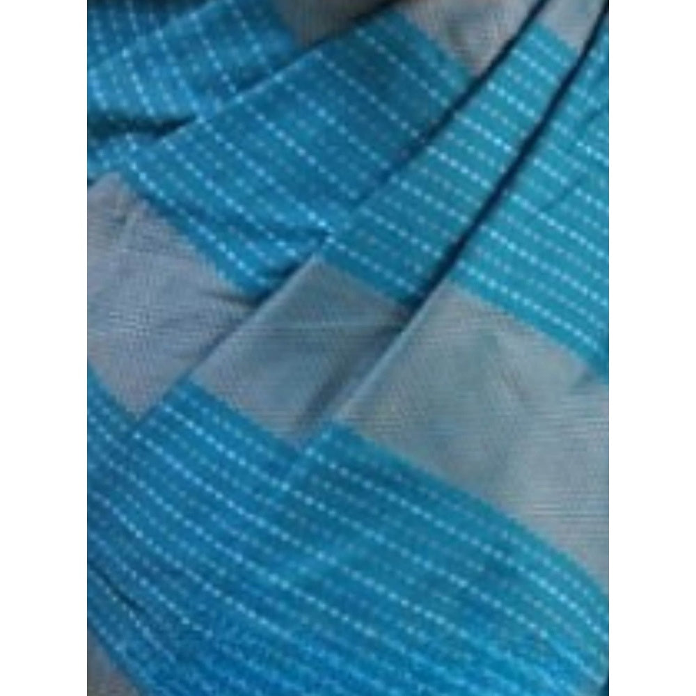 Odette Women Blue Silk Woven Saree with Unstitched Blouse