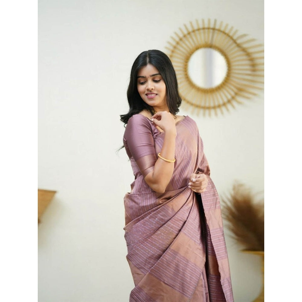 Odette Women Mauve Silk Woven Saree with Unstitched Blouse