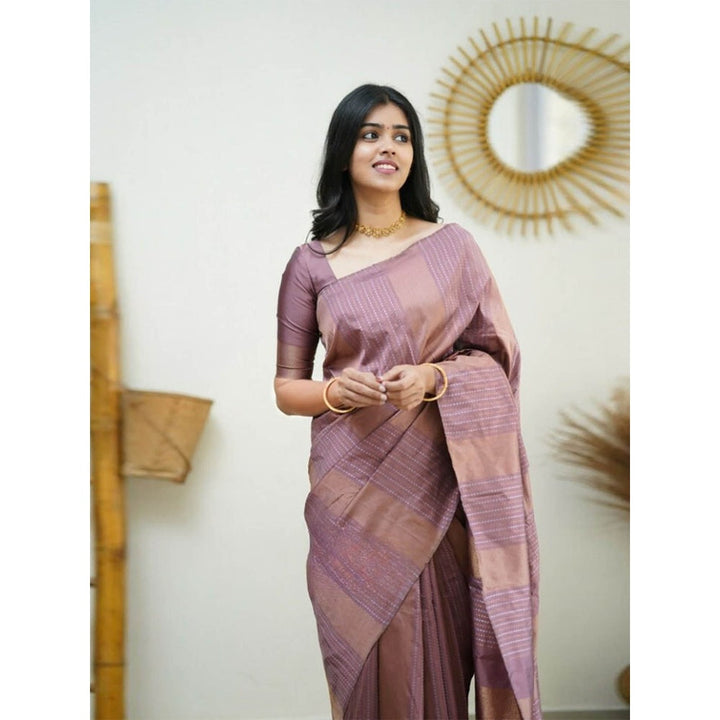 Odette Women Mauve Silk Woven Saree with Unstitched Blouse