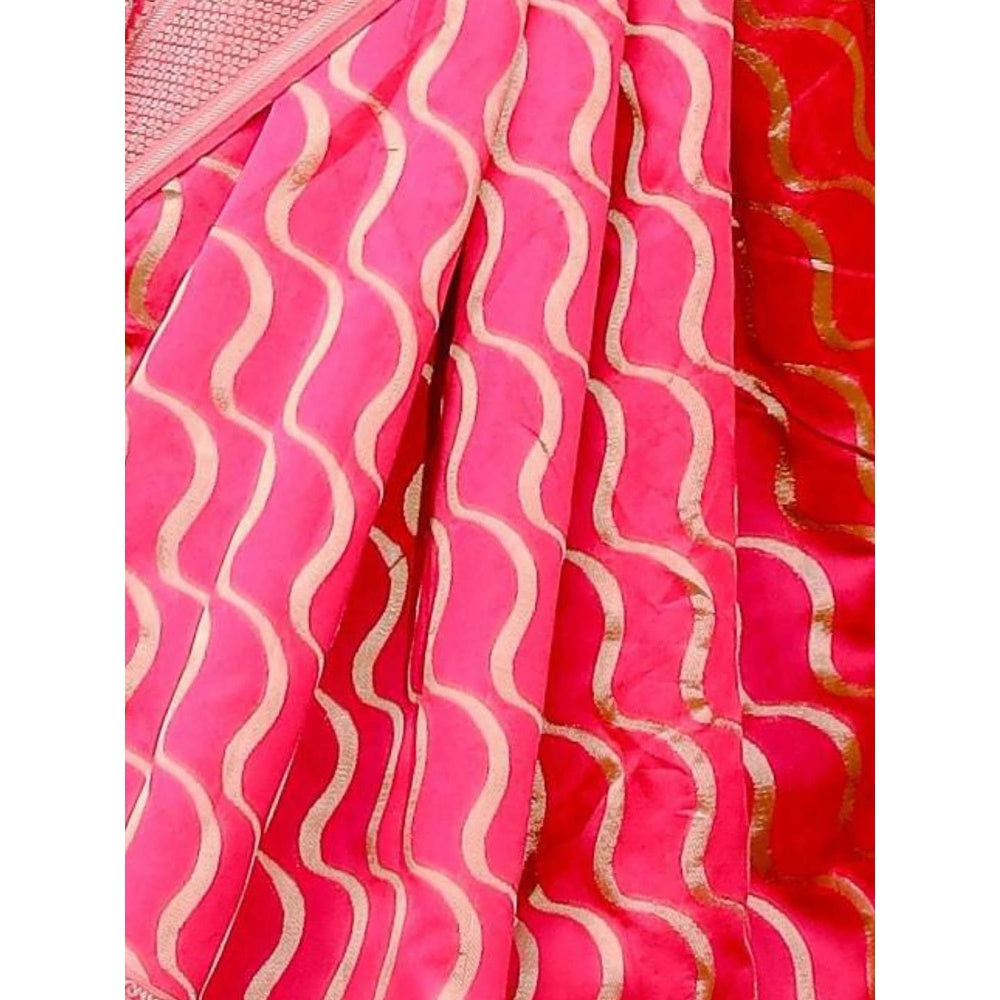 Odette Women Pink Silk Woven Saree with Unstitched Blouse