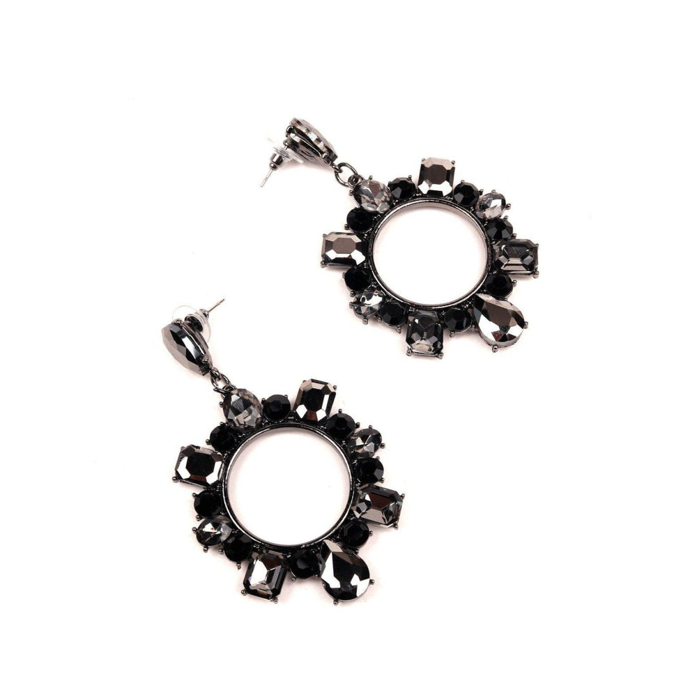 Odette Women Black Metal Earrings