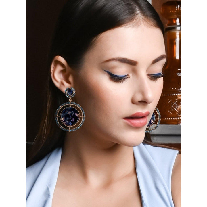 Odette Women Navy Blue Metal Earrings