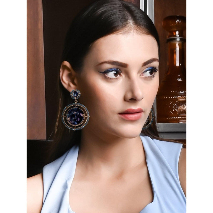 Odette Women Navy Blue Metal Earrings